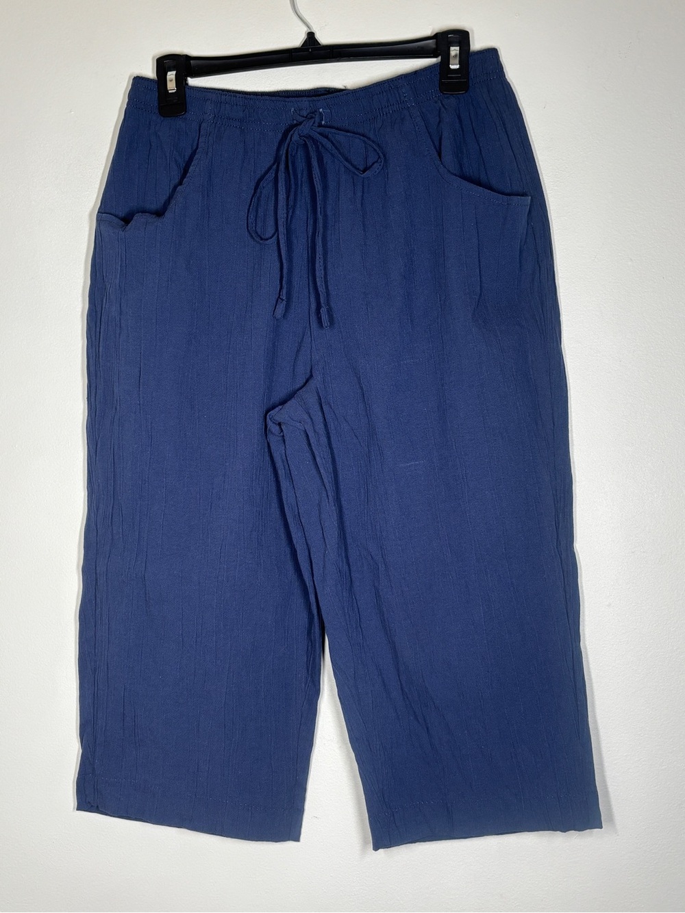 Jeno Neuman Petite Wide Leg Cropped Gauze Pants Blue Medium PM